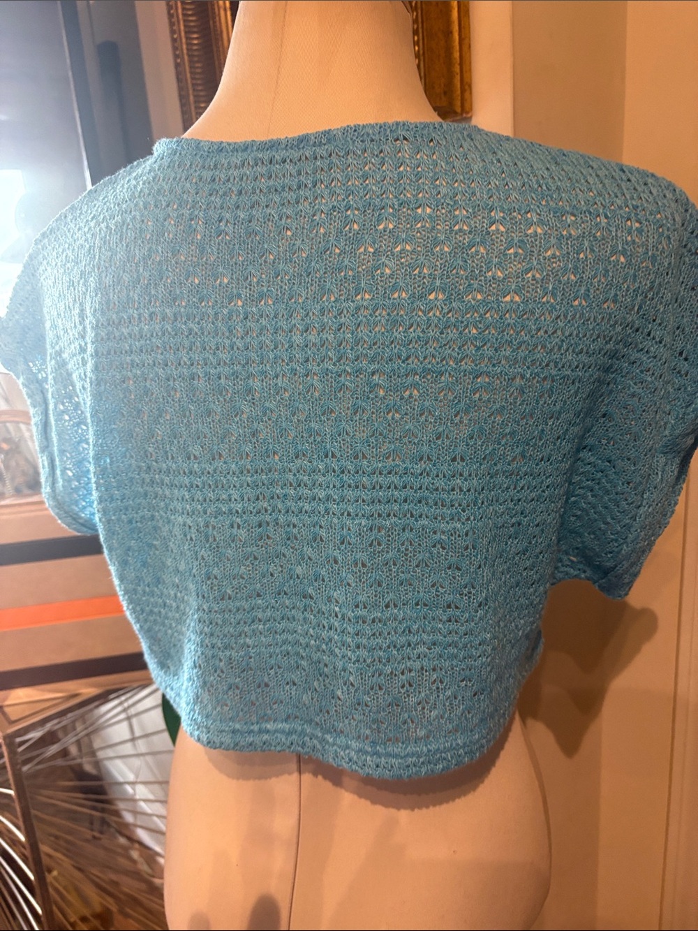 SHEIN Sky Blue Knit Cropped Tee - Picture 5 of 6